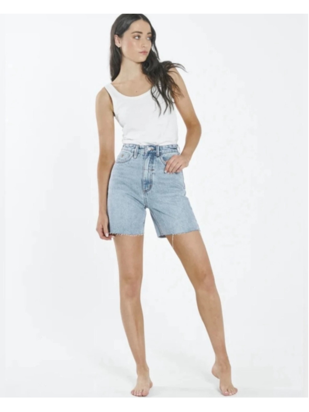 Women's Thrills Pulp High Waist Denim Shorts Size 8, Blue Light Wash